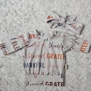 Thankful Graphic Baby Outfit with Headband